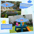 Sweetude Water Table Umbrella (Table Not Included), Kids Seaside Beach Umbrella Picnic Canopy for Summer Toddlers Sand Beach Camping Garden Outdoor Pool Shade Party Supply(Marine Animal Theme)