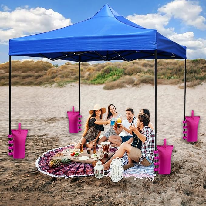 Joramoy Heavy Duty Canopy Weight Bags(150LBS) for Pop up Canopy Tent, Leg Canopy Weights Sand Bags for Instant Outdoor Sun Shelter Canopy/Patio Umbrella,Set of 4, Pink(Without Sand)