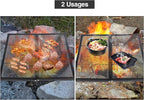 Lineslife 36 Inch Square Fire Pit Cooking Grill Grates, Folding Outdoor Campfire BBQ Grill Rack with Handles, Portable Outside Camping Gear Cookware and Accessory