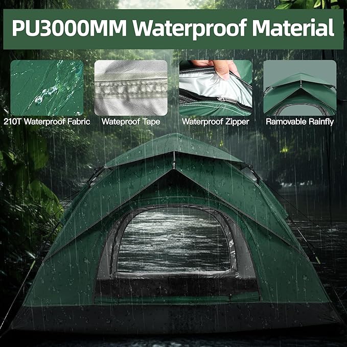 1-2 Person Camping Tent, Tents for Camping Waterproof Lightweight Easy Set Up, Professional Grade Waterproof Tents with Rainfly for Outdoor Hiking
