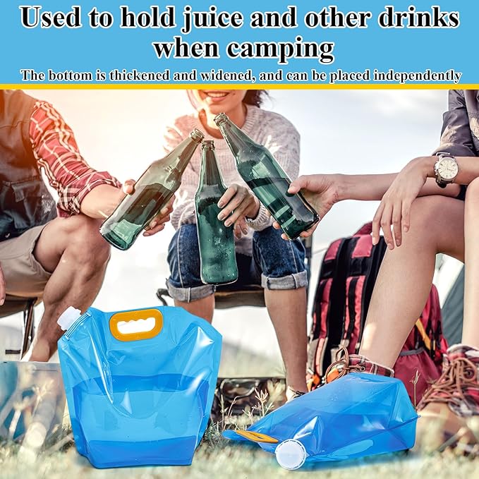 Tessco for you 12 Pack 1.3 Gallon Collapsible Water Storage Bag Water Container Emergency Jug Plastic Storage Pouch Freezable Carrier Tank Foldable Bottle for Outdoor Sport Camping (Blue)