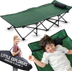 LITTLE EXPLORERS Kids cot, Child Camping and Travel Cot, Kids Cots for Sleeping, Foldable Bed for Kid, Includes Pillow and Bag | Age 3-12 | 60inch