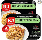 KJ Poultry Kosher Ready Meals - Turkey Shwarma, MRE Meat Meals Ready to Eat, Gluten Free, Halal, (2 Pack) Prepared Entree Fully Cooked, Shelf Stable Microwave Dinner, Travel, Military, Camping