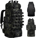 70L/100L Camping Hiking Backpack with Rain Cover, Expandable Large Military Tactical Backpack, Waterproof Molle Racksack Travel Backpacking Daypack for Climbing Trekking (Black CP)