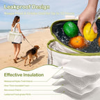Odoland Soft Cooler Bag, Collapsible Leakproof Insulated Cooler Bag with Multi-Pocket Design, Portable Soft Side Cooler Backpack for Beach, Picnic, Camping, Travel and Daily Use for Women