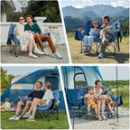 PORTAL Double Camping Chair, 2 Person Folding Loveseat for Adults, Padded Cushion Camp Lawn Love Seat with Side Pocket Portable Couch, Two Person Heavy Duty Wide Chairs with Cup Holder, 600 lbs