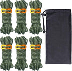 Hikeman 6 Pack 4mm Outdoor Guy Lines Tent Cords Lightweight Camping Rope with Aluminum Guylines Adjuster Tensioner Pouch for Tent Tarp, Canopy Shelter, Camping, Hiking, Backpacking