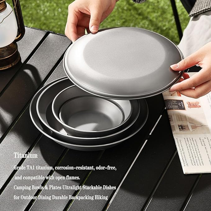 Titanium Sauce Dish - 118mm(4.6") Camping Condiment Bowl, 25g Ultralight Backpacking Tableware, Durable Small Plate for Dipping Sauces RT024T