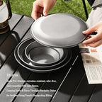 Titanium Dinner Plate - 210mm(8.3") Deep Camping Plate, 102g Outdoor Meal Plate with High Rim, Perfect for Stews & Curries, TA1 Titanium Tableware RT027T