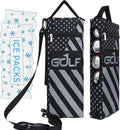 Golf Cooler Bag Plus Ice Pack Soft Sided Insulated Cooler Bag- Holds 6 Pack of Cans or 2 Wine Bottles - Grey Camo Golf Beer Sleeve Black Fits Discreetly in Golf Bags