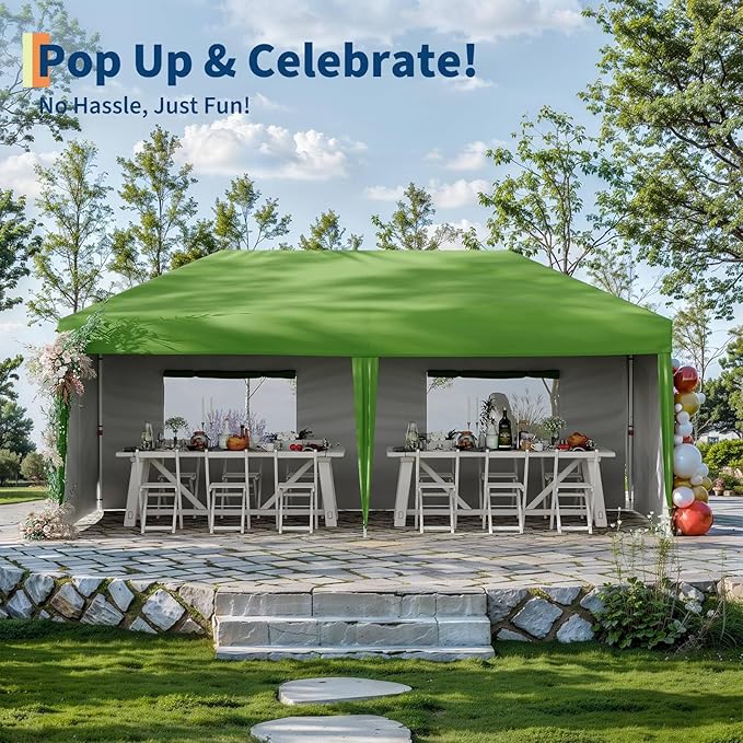Garvee 10x10 Pop Up Canopy Tent, Heavy Duty Commercial Instant Shelter with One-Person Setup, UPF 50+ Waterproof, 100 Sq Ft Shade for Outdoor Events, Camping, Farmers Market