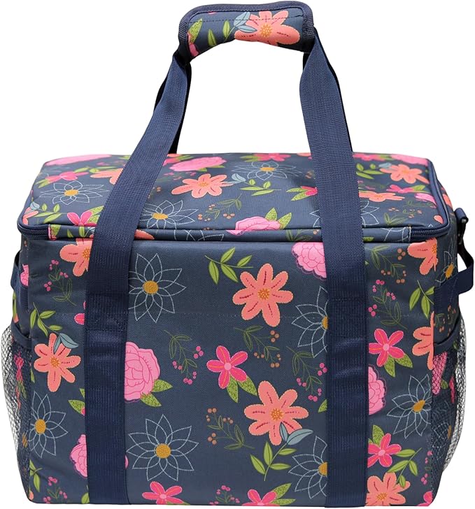 Soft Cooler Bag Floral 40 Cans, Collapsible Insulated Large Lunch Bag for Women, Portable Storage for Camping Travel Picnic BBQ Beach