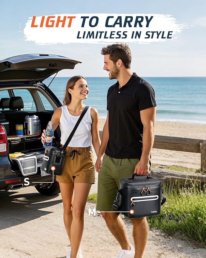 Soft-Sided Cooler Bag, 8/16 Can Insulated Lunch Box, Waterproof, Leak-Proof, Portable Lunch Bag for Work, Beach, Drink, Travel, Camping, Picnic, Gift