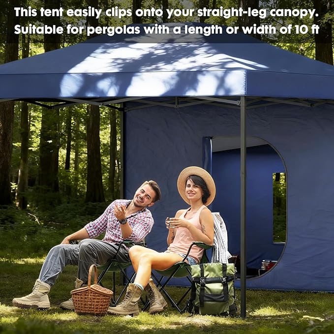 Camping Cube Side Tent for 10x10 Pop Up Canopy, Waterproof Gazebo Room with Mesh Windows, Easy Setup Canopy Side Tent for Family Camping, Market Booth, Backyard Use (Canopy Not Included)