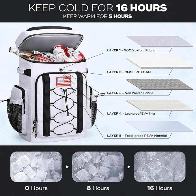 Maelstrom Backpack Cooler,Soft Lightweight Leakproof Cooler Backpack,Men Women 35/50 Can Insulated Cooler Bag,Keeps Hot/Cold for Up to 16 Hours,Perfect for Camping, Beach