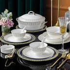Bone China Dinner Sets Nordic Creative Phnom Penh Combination Ceramic Tableware Suit Suitable for Gifts Wedding Hotel 60 Piece