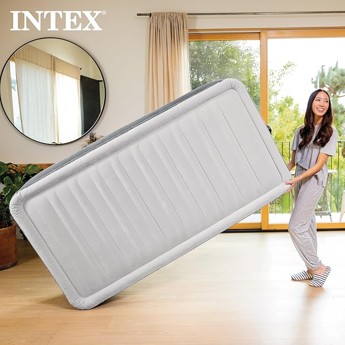 Intex Mid-Rise Air Mattress Bed with Built-in Pump, Dura-Beam Deluxe Comfort Plush, Full - Portable Luxury Travel Airbed for Adults, Camping, Guests