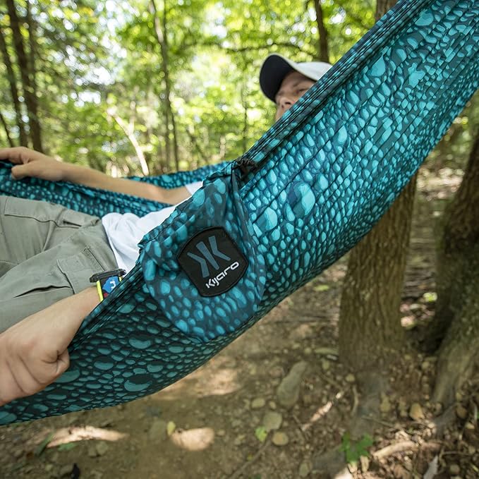 Kijaro Lightweight Hammock – Perfect Backpacking Hammock, Portable Hammock & Camping Hammock – Holds Up to 300lbs – Various Outdoor Hammock Colors & Patterns