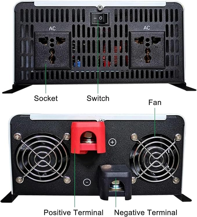 Inverters 6000W 12V/24V/48V/60V/72V DC to 110V/220V AC Voltage Converter for Home RV Truck Car Camping Solar, with Socket