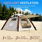 Automatic Inflatable Tent with Air Pump, Family Tents for Camping, Windproof Waterproof 3 Person Tent, Easy Set Up in 2-3 Min, Camping Essentials for Backyard Outdoor