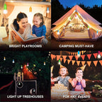 4 Hanging LED Kids Safe Lights for Treehouse, Playhouse, Camping, Indoor/Outdoor, Battery-Operated Lamps with Pull Chain