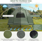 Goplus Camping Tent Cot, 5-in-1 Folding Camping Bed with Air Mattress, Pillow, Sleeping Bag, Waterproof Elevated Tent Shelter, Portable Outdoor Sleeping Cot with Carry Bag for Picnic, Trip