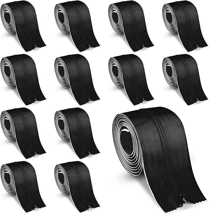 Tigeen 8 Roll Heavy Duty Zipper Door for Dust Barriers 7 ft x 3 Inch Self Adhesive Construction Zipper Door for Greenhouse Tent Accessories (Black)