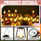 Ferraycle 36 Pcs Mini Lantern for Centerpiece Western Wedding Decor 4 Inch Camping Decorative with LED Candle Vintage Hanging Lantern Ornaments Bulk for Cowboy Cowgirl Xmas Party Decoration (Black)