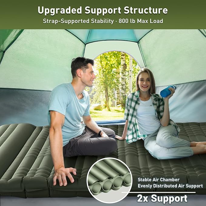 Elegear CumbreX™ Double Sleeping Pad for Camping, 4.7" Ultra-Thick Inflatable Camping Sleeping Pad 2 Person with Built-in Foot Pump, Portable Camping Sleeping Mat for Backpacking Hiking Tent, Full