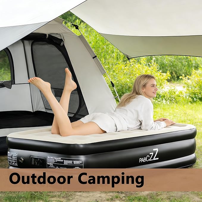 air Mattress, 18-inch Thickened Twin air Mattress, Suitable for Home use, Camping and Travel, Features Quick Inflation and deflation to Save You time