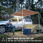 Vehicle Awning, 8.2ft x 10ft, Rooftop Pullout Ripstop UPF50+ Side Awning, Reinforced Hinges & Poles for Jeep/SUV/Truck/Van
