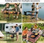 Anbte 3ft Camping Table Foldable with Storage Net, 3 Heights Max 29.5" Aluminum Camping Table with Portable Handle, Lightweight, for Travel Outdoor Beach Picnic Patio Indoor, 36" x 24", Pure Black