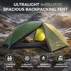 ATEPA Voyage 1-2 Person Backpacking Tent, 4 Season Ultralight Camping Tent, 4000mm Waterproof Double Layer Cold Wearther Easy Set Up Tent for Family Camp Hiking Hunting Outdoor Mountaineering Travel