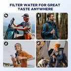 Membrane Solutions C3 Filtered Water Bottle, 36oz BPA-Free Bottle with Replaceable ACF+UF Filter Cartridge, Portable Water Filter, Travel, Hiking & Camping for Drinking Water Anywhere(Grey)