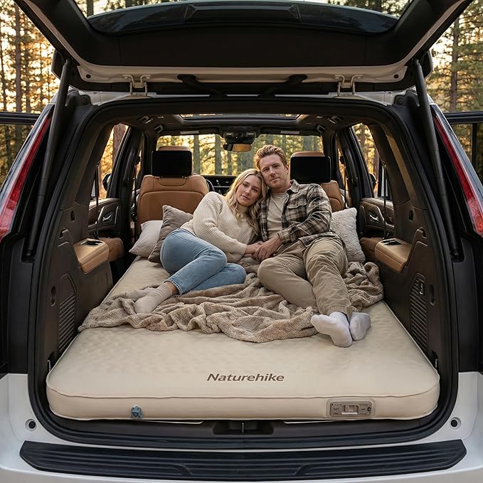 Naturehike 3.94’’ Thick Self Inflating Sleeping Pad with Built in Electric Pump, Double Foam Camping Mattress 2 Person, Camping Sleeping Pad for Tent, Car, Truck (Double)