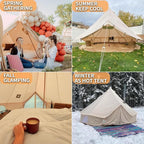 DANCHEL OUTDOOR 4 Season Canvas Yurt Tent with Large Wood Stove, Heavy Duty Bell Tent with Stove Jack 4-8 Person Winter Camping Glamping, 13ft/16.4ft/20ft