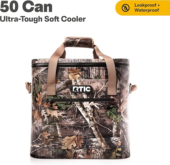 RTIC Ultra-Tough Soft Cooler 50 Can, Insulated Bag Portable Ice Chest Box for Lunch, Beach, Drink, Beverage, Travel, Camping, Picnic, Car, Trips, Floating Cooler Leak-Proof with Zipper
