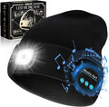 VIBELITE Bluetooth Beanie Hat with Light, Gifts for Men, USB Rechargeable LED Headlamp with Wireless Headphones, Birthday Gifts for Men, Dad, Him, Teen Boys, Husband, Women, Boyfriend, Black