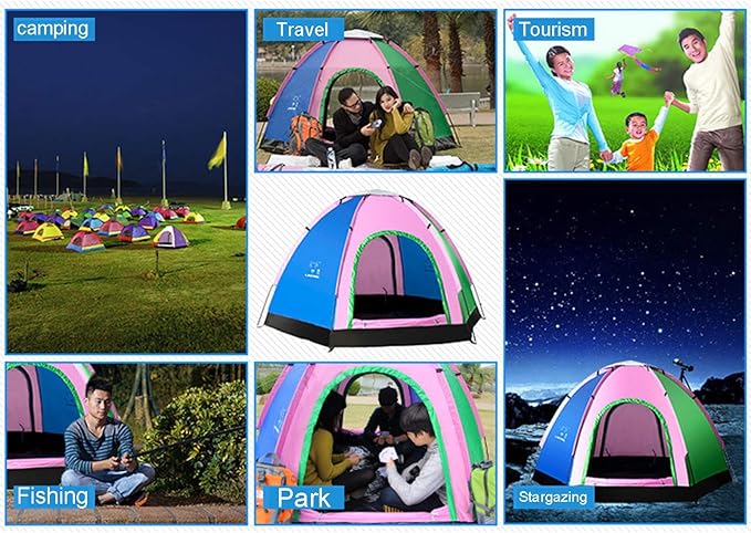 GeRRiT Family Tent with Awning, 2-6 Person Tunnel Tent, Outdoors Automatic Pop Up Beach Tent, Automatic Camping Backpacking Dome Shelter for Family, Festival, Hiking, Backpacking & Mountaineering