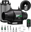 VIVOSUN Smart Air Filtration T4 Kit 4", AeroZesh T4 Inline Duct Fan with E12 Speed Controller, Carbon Filter & 8' Ducting, Cooling & Ventilation System for Grow Tents, Indoor Gardening, Hydroponics