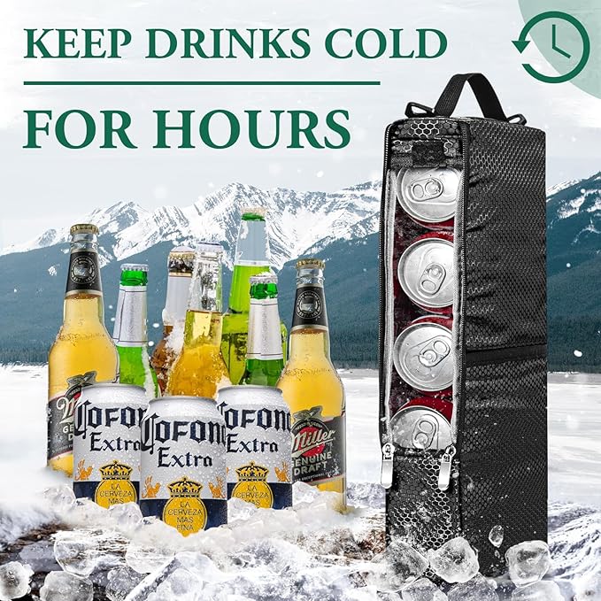 Golf Cooler Bag Golf Cooler Sleeve - Holds 6 Beer Cans or 2 Wine Bottles Cold Golf Accessories Gifts for Men Dad Husband, Insulated Beer Cooler for Golfing, Beach Days, Picnic