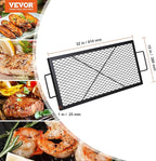 VEVOR X-Marks Fire Pit Grill Grate, Rectangle Cooking Grate, Heavy Duty Steel Campfire BBQ Grill Grid with Handle & Support X Wire, Portable Camping Cookware for Outside Party Gathering, 32 Inch Black