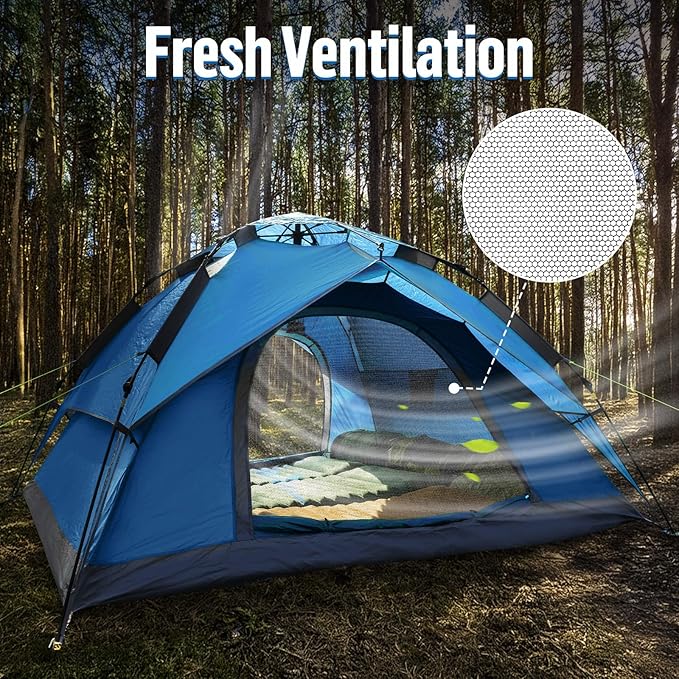 Night Cat Instant Popup Tents 2-3 Persons with Footprint Tarp Easy Setup Camping Tent with Rainfly Double Layers Waterproof Automatic Hydraulic Mechaism