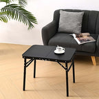 Folding Picnic Table with Storage Net, Matte Black Aluminum Folding Table 23.6" x 15.8", Adjustable Height Max 27.5", Lightweight Portable for Camping Travel Grill Indoor