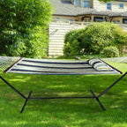 Sorbus 2-Person Stylish Hammock with Stand- Premium Cotton 53" Large Hammock Bed- Spreadedbars & Pillow Included- Heavy Duty 450lbs Portable Hammock for Garden Yard Patio Outdoor Camping- Washable