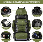90L Hiking Backpack, Waterproof Camping Bag with Rain Cover, Lightweight Backpacking Back Pack
