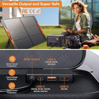 100W Portable Solar Panel with 5-in-1 Cable,23.5% Efficiency Mono Foldable Solar Charger for Jackery 300/Ecoflow River/Anker Solix,IP67 Waterproof Offgrid Power for Camping RV Battery Backup