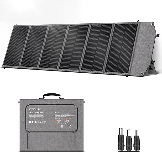 200W Portable Solar Panel for Power Station, Foldable Solar Charger, IP68 Waterproof Solar Panel Kit USB/Type-C/XT60/MC4 Anderson Aviation Output for Outdoor RV Camping Emergency Power Supply