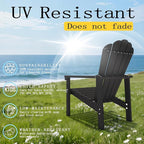 Stackable Adirondack Chair Set of 2, HDPE All-Weather Adirondack Chairs - Durable and Space Saving, Plastic Outdoor Fire Pit Chairs with Cup Holder,Black