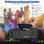 Solar Hand Crank Emergency Radio with Waterproof,Portable AM FM NOAA Weather Radio, Rechargeable 5000mAh/18500mWh Battery Power, Wind Up Flashlight Phone Charger, SOS,Survival Storm Hurricane